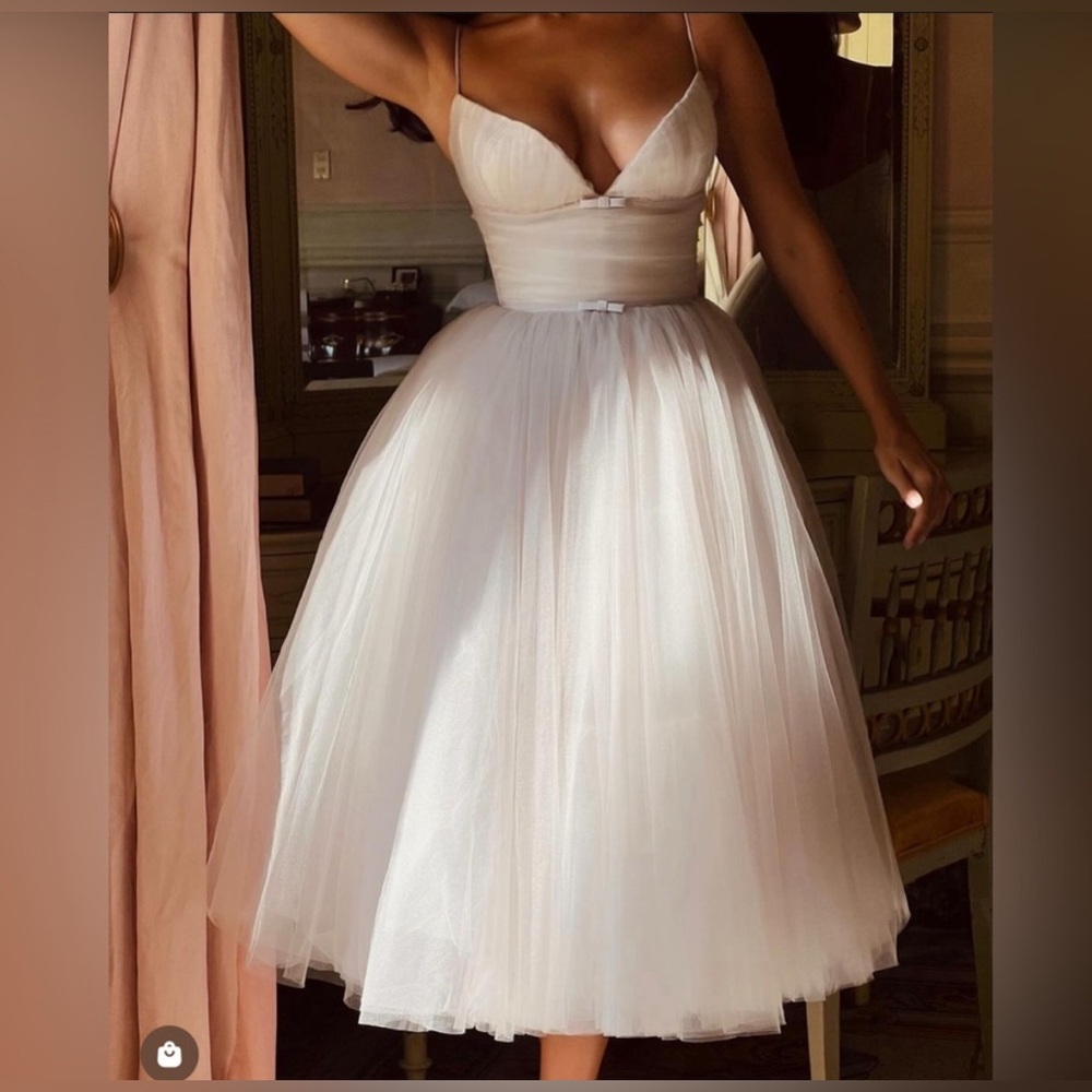NEW HOUSE OF CB COUNTESS FRENCH DOVE TULLE MIDI DRESS size XS fuller cup - Picture 1 of 8